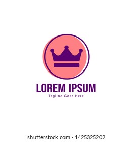 Crown logo template design with frame. minimalist crown logo vector illustration