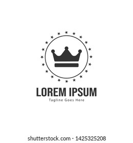 Crown logo template design with frame. minimalist crown logo vector illustration