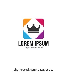 Crown logo template design with frame. minimalist crown logo vector illustration