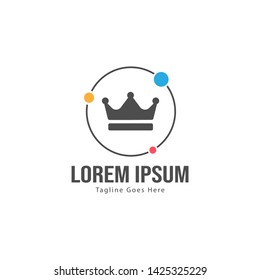 Crown logo template design with frame. minimalist crown logo vector illustration
