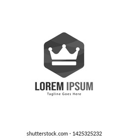 Crown logo template design with frame. minimalist crown logo vector illustration