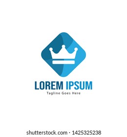 Crown logo template design with frame. minimalist crown logo vector illustration