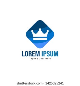 Crown logo template design with frame. minimalist crown logo vector illustration