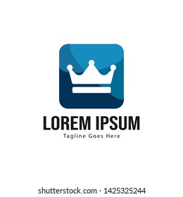 Crown logo template design with frame. minimalist crown logo vector illustration
