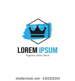 Crown logo template design with frame. minimalist crown logo vector illustration