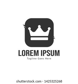 Crown logo template design with frame. minimalist crown logo vector illustration
