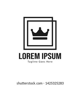 Crown logo template design with frame. minimalist crown logo vector illustration