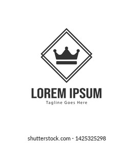 Crown logo template design with frame. minimalist crown logo vector illustration