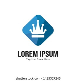 Crown logo template design with frame. minimalist crown logo vector illustration