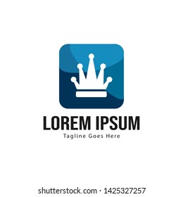 Crown logo template design with frame. minimalist crown logo vector illustration