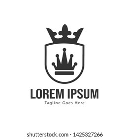 Crown logo template design with frame. minimalist crown logo vector illustration