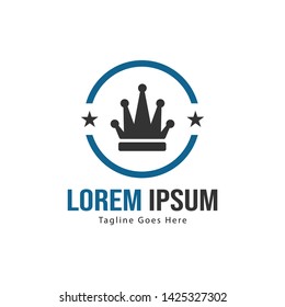Crown logo template design with frame. minimalist crown logo vector illustration