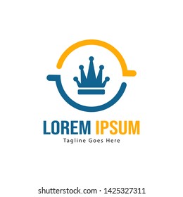 Crown logo template design with frame. minimalist crown logo vector illustration