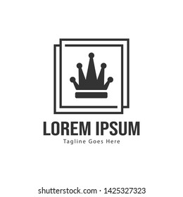 Crown logo template design with frame. minimalist crown logo vector illustration