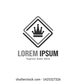 Crown logo template design with frame. minimalist crown logo vector illustration