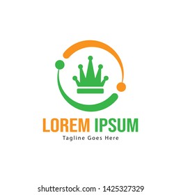 Crown logo template design with frame. minimalist crown logo vector illustration