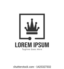 Crown logo template design with frame. minimalist crown logo vector illustration