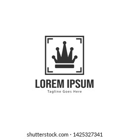 Crown logo template design with frame. minimalist crown logo vector illustration