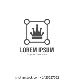 Crown logo template design with frame. minimalist crown logo vector illustration