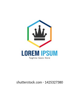 Crown logo template design with frame. minimalist crown logo vector illustration