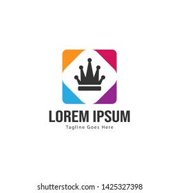Crown logo template design with frame. minimalist crown logo vector illustration