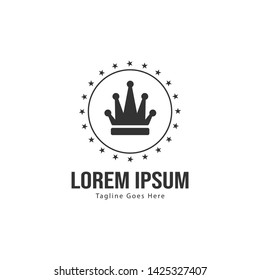 Crown logo template design with frame. minimalist crown logo vector illustration