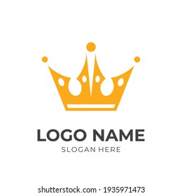 crown logo template with flat yellow color style