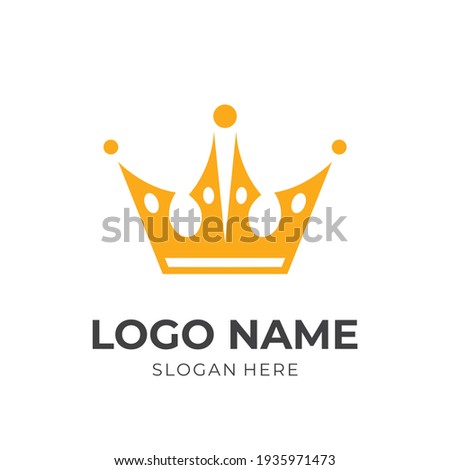 crown logo template with flat yellow color style