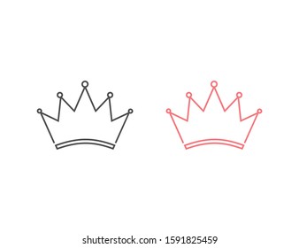 Crown Logo Template. Line icon set. Vector illustration