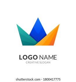 Vorlage für das Kronlogo, moderner 3D-Logo in Farbverlauf-Farben