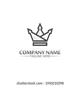 Crown Logo Template vector icon illustration design, vector icon crown, King, queen, logo design for business and corporate, succes, royal, princess