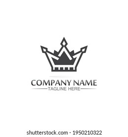 Crown Logo Template vector icon illustration design, vector icon crown, King, queen, logo design for business and corporate, succes, royal, princess