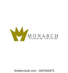 Crown Logo Template Vector Illustration. Monarch logo Design Vector. Latter M Line Logo Design.