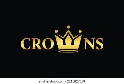 Crown logo template, Wordmark Royal King Queen Abstract Logo Design Vector, Symbol logotype concept icon.