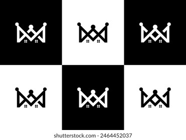 crown logo vector with house roof