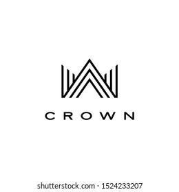 crown logo vector icon illustration line stripes style