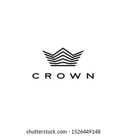 crown logo vector icon illustration line stripes style	