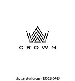 crown logo vector icon illustration line stripes style	