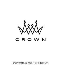 crown logo vector icon illustration line stripes style
