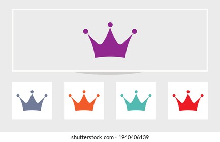 Ilustración del icono vectorial del logotipo de la corona con varios colores. Icono de la corona