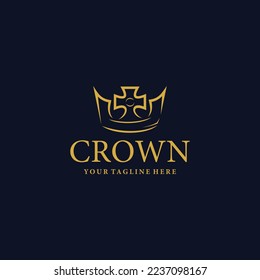 Crown logo - vector illustration, emblem crown logo on dark blue background, Suitable for your design need, logo, illustration, animation, etc.