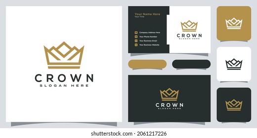 crown logo vector mono line logo design