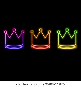 Crown logo vector. neon style. Royal crown logo image. Simple crown icon sign. Flat vector drawing illustration