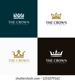 Set Four Linear Crown Icons Royal Stock Vector (Royalty Free ...