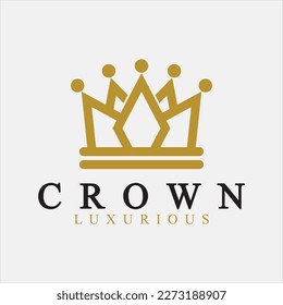 Crown Logo Vector Template, linear crown icons. Royal, luxury symbol. King, queen abstract geometric logo.