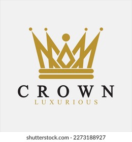 Crown Logo Vector Template, linear crown icons. Royal, luxury symbol. King, queen abstract geometric logo.