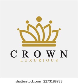 Crown Logo Vector Template, linear crown icons. Royal, luxury symbol. King, queen abstract geometric logo.