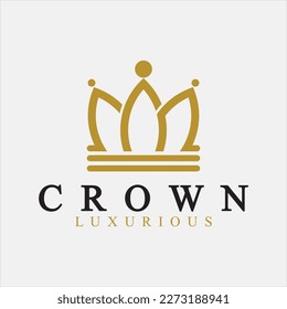 Crown Logo Vector Template, linear crown icons. Royal, luxury symbol. King, queen abstract geometric logo.