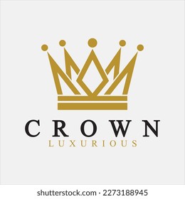 Crown Logo Vector Template, linear crown icons. Royal, luxury symbol. King, queen abstract geometric logo.