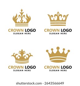 Crown logo vetor template modelo linear coroa ícones símbolo real luxo rei rainha abstrata logotipo geométrico